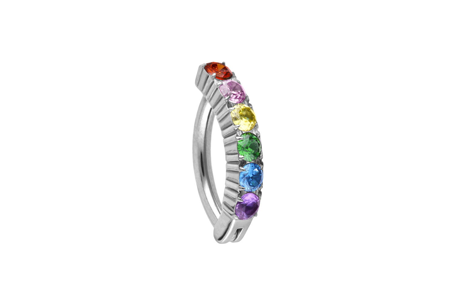 Titan Bauchnabelclicker Bauchnabelpiercing BOGEN + EINGEFASSTE BUNTE KRISTALLE
